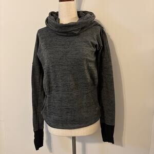Athleta Women's Batwing Cowl Gray Pullover Large Pockets S Small